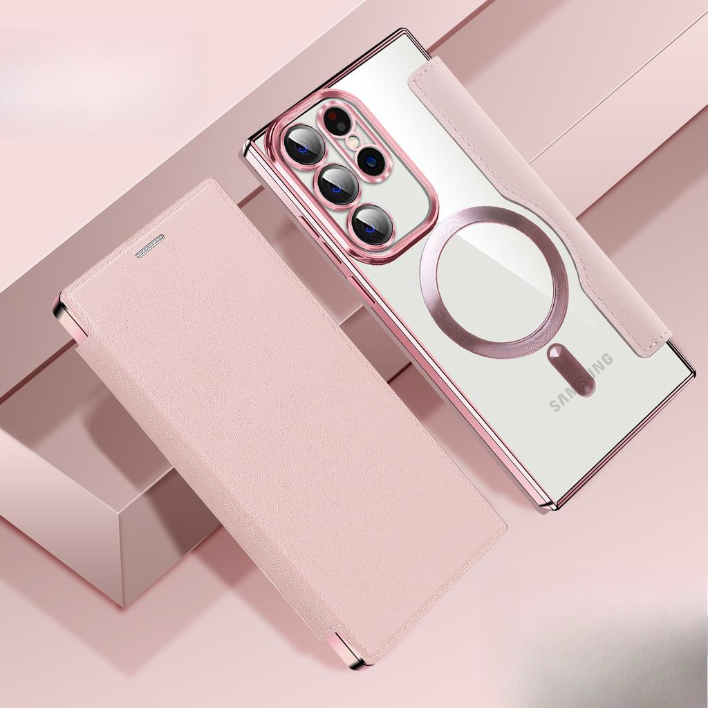 Suitable for Samsung S25Ultra Electroplated Magnetic Flip Cover Leather Case, S25EDGE Phone Case, A36 Card Insert Lens Film Case