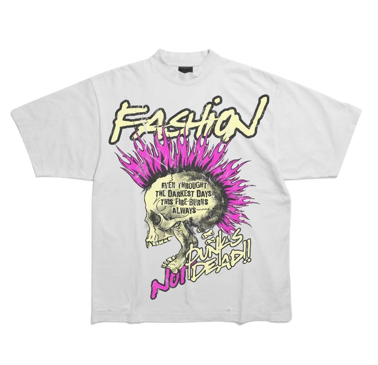 New Punk s Not Dead Mohawk Skull Graphic Print Short Sleeve Unisex S-5XL T-Shirt S