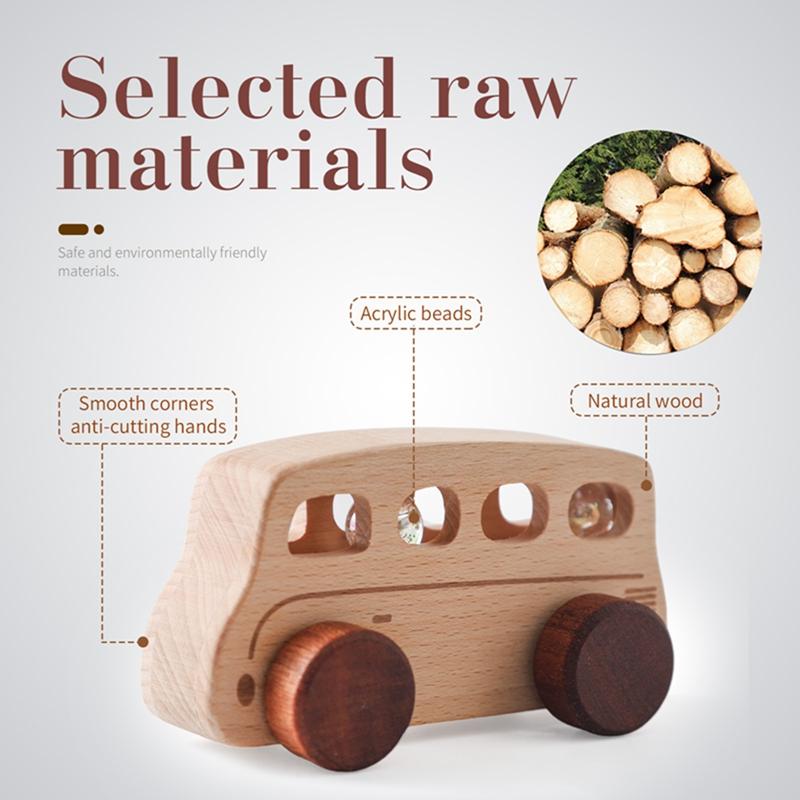 Montessori Baby Toys Wooden Bus Education Building Blocks Montessori Toys For Kids Wooden Toys Children Cartoon Blocks Car Gifts