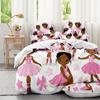 Ballet-Themed Cartoon Pink Flower Bedding Set For Little Girls, Featuring Washable Ultra-Fine Microfiber Duvet Cover Set