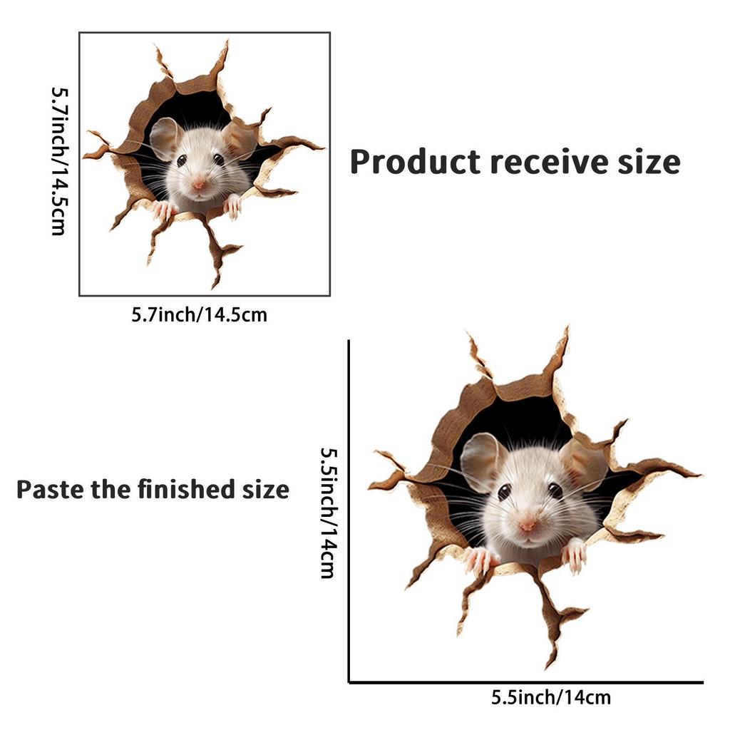 Breaking the Wall Cute Mouse Sticker: Self-Adhesive Decor for Living Room