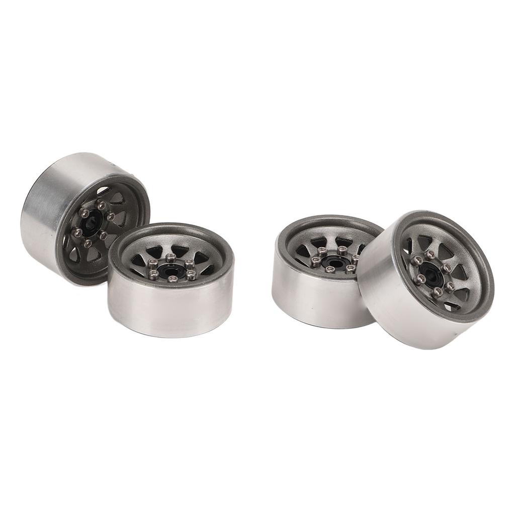 4 Pcs 1in RC Wheel Hub Lightweight Universal RC Car Replacement Metal Wheel Rims for Upgrade White