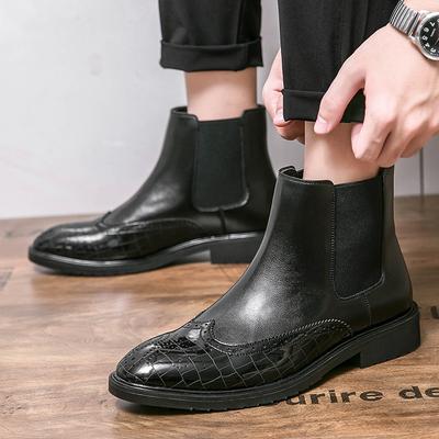 Large Size Brock Carved Leather Boots 2025 Autumn and Winter Medium and High-top Leather Shoes British Retro Trend Simple Men's Shoes