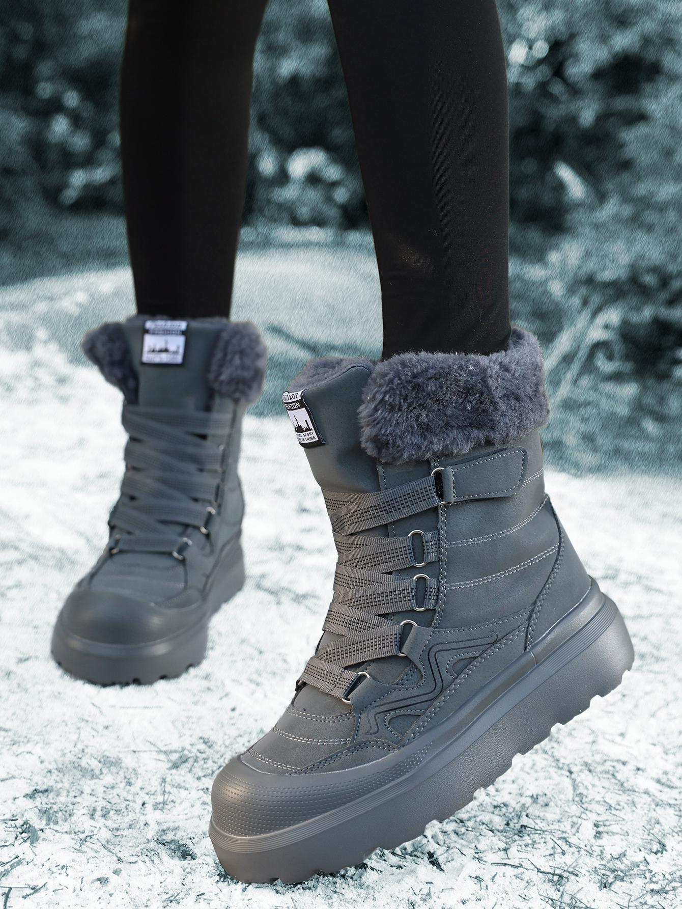 

Уютные женские сноубутсы из искусственного меха - Водонепроницаемые ботинки для холодной погоды 42 серый