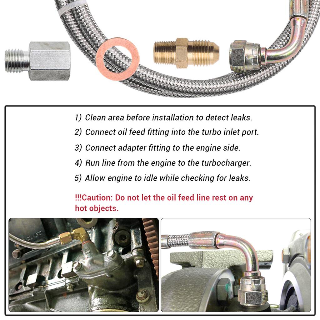 Neues Turbo Ölzulaufleitungskit Universelles Ölrücklaufleitungskit Ölablaufleitungskit mit 1/8 NPT, 90 ° 4 AN auf 1/8 NPT Anschluss Für
