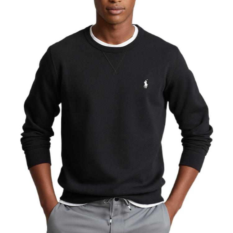 Polo Ralph Lauren FW22 Logo Embroidered Crew Neck Long Sleeve Knit Sweater Men Sweater Black MNPOKNI16822539-001