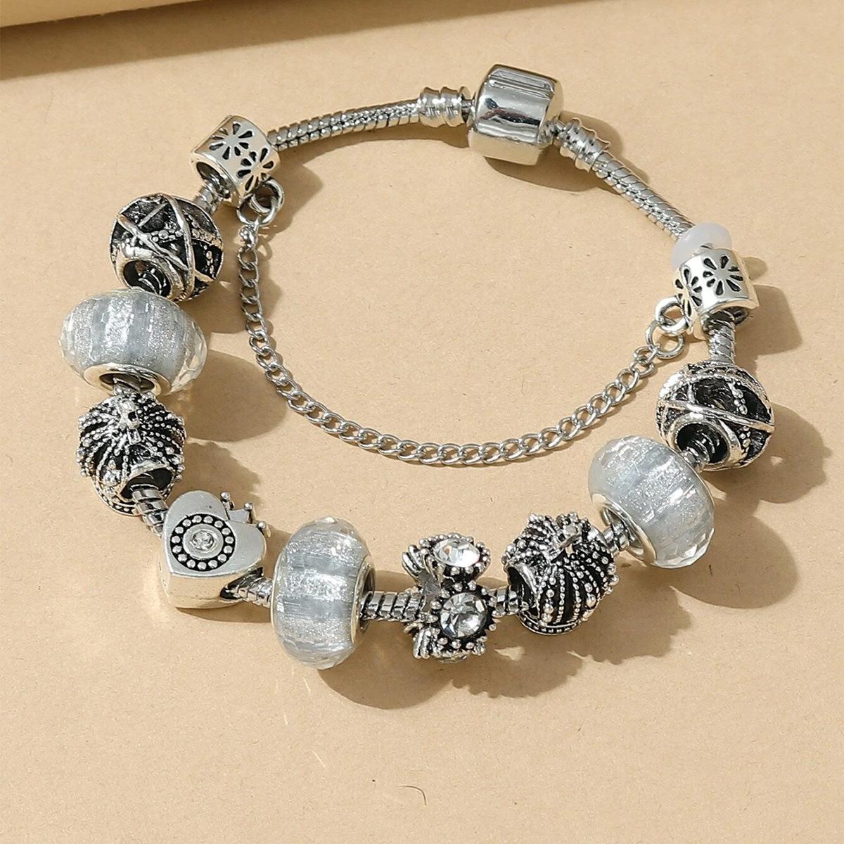 Handmade Crystal Butterfly Crown Alloy Bracelet Beaded Jewelry for Women Elegant Fashion Accessory Gift