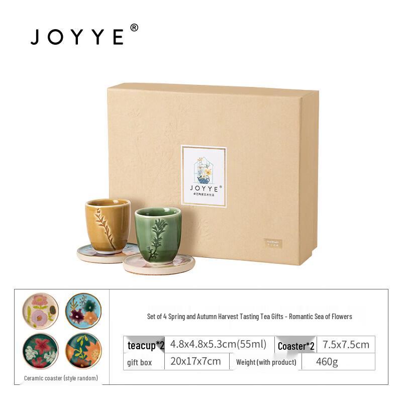 JOYYE Underglaze Ceramic Teacup Coaster Set