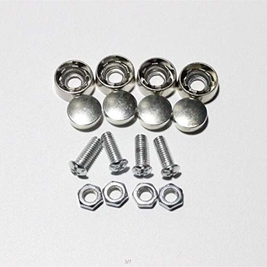 

Stainless Steel Rust Resistant License Plate Frame Bolt Screws Fasteners with Corrosion Resistant Zinc Metal Safety Screw Caps Set of 4