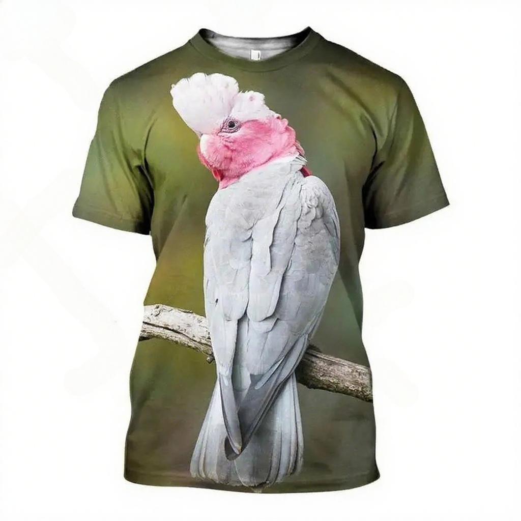 Parrot Figure 3D Printed T-shirts Summer Fashion Cool Short Sleeved Harajuku Style Street Casual Men's and Women's Unisex T-shirts
