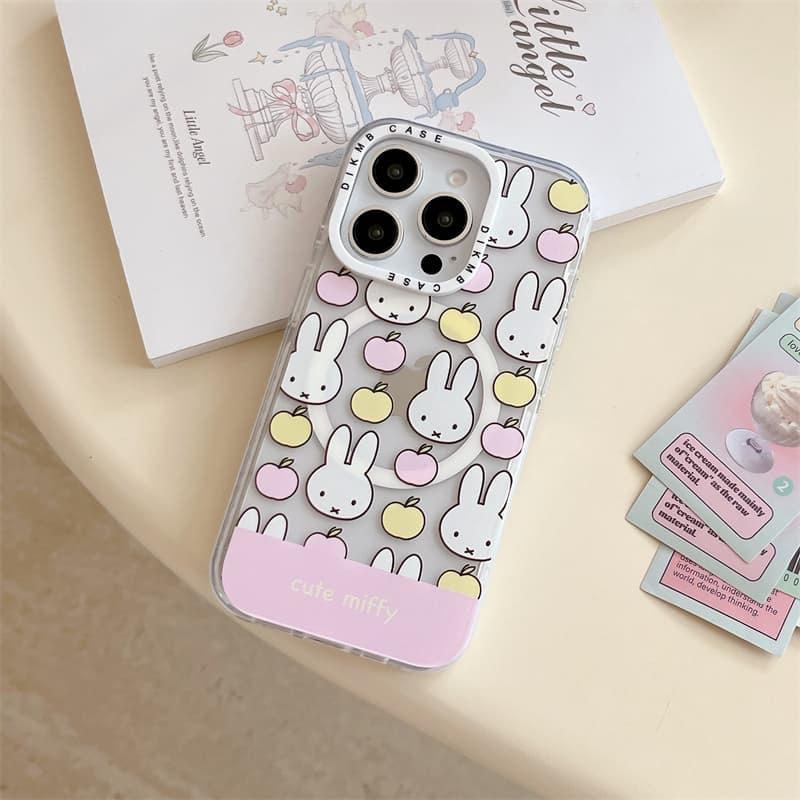 

Kawaii Miffy Rabbit Magnetic Pop Stand Clear Phone Case For iPhone 14 15 16 17 Pro Max INS Cute Apple Shockproof Cover For iPhone 17ProMax
