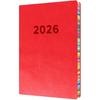 Coll - Edge Rainbow - 2026 12 Month Calendar Year Planner, Day-To-Page with 1/2 Hourly Appointments Diary, A5 Soft Cover - Red (ED151.U15-26)