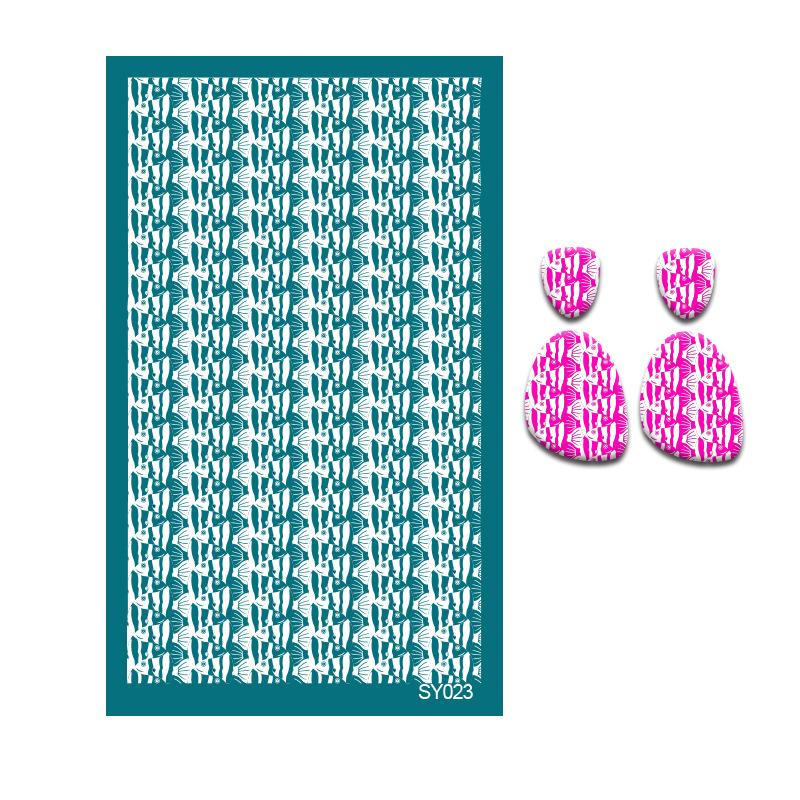 23 Styles Self-Adhesive Silk Screen Stencils for Polymer Clay Palm Leaves Reusable Mesh Transfer Printing Earring Jewelry Making
