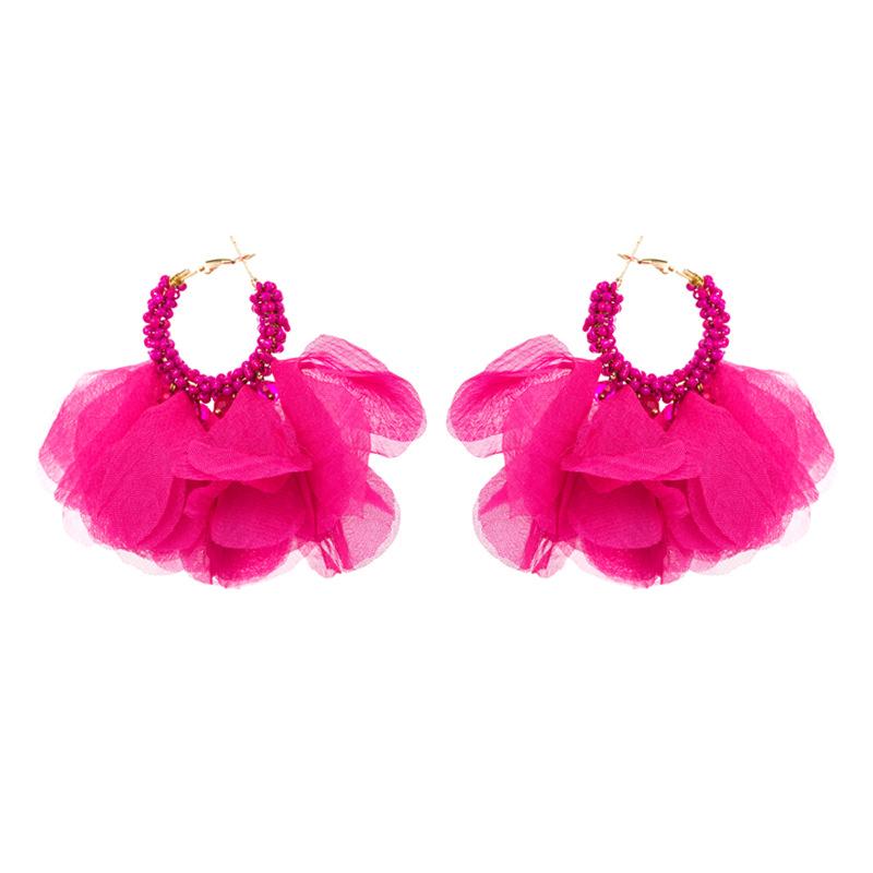 

Женские персонализированные креативные серьги-кольца ручной работы из бисера с преувеличенными богемными шифоновыми серьгами OneSize