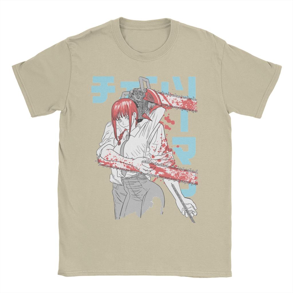 Men Women T-Shirts Chainsaw Man Warrior Humorous Cotton Tees Short Sleeve Denji Devil Makima Anime T Shirt Round Neck Tops Party