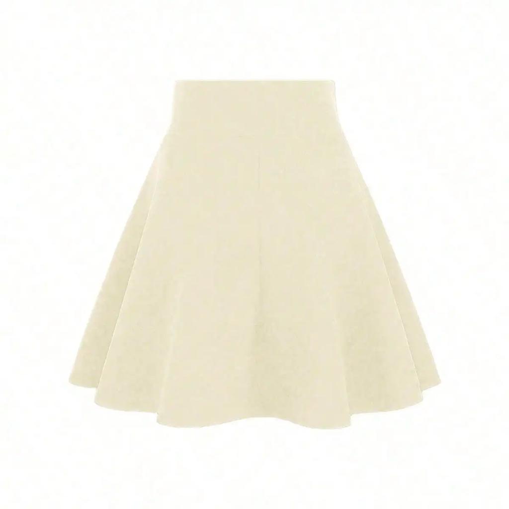 2026 Summer New Fashion Women's Solid Color Basic Skirt Casual Dailywear Regular-fit Woven Knee-length Skirts
