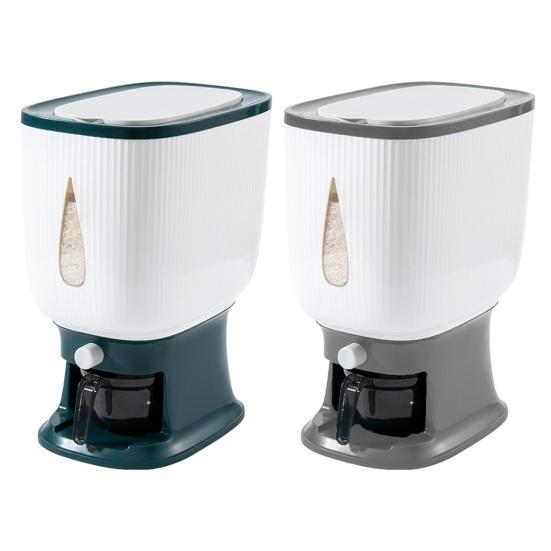 Distributeur de Riz Boîte de Rangement pour Riz Étanche à l'Humidité Capacité 10 kg Récipient Scellé pour Riz Ménager avec Tasse à Mesure pour Étagère de Cuisine Garde-manger