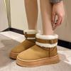 Dammode Stövlar Dam Plus Size Mocka Snökängor Casual Kort Skaft Sponge Cake Tjocksulade Bomullsstövlar Päls Plysch Sammetsskor 36-41