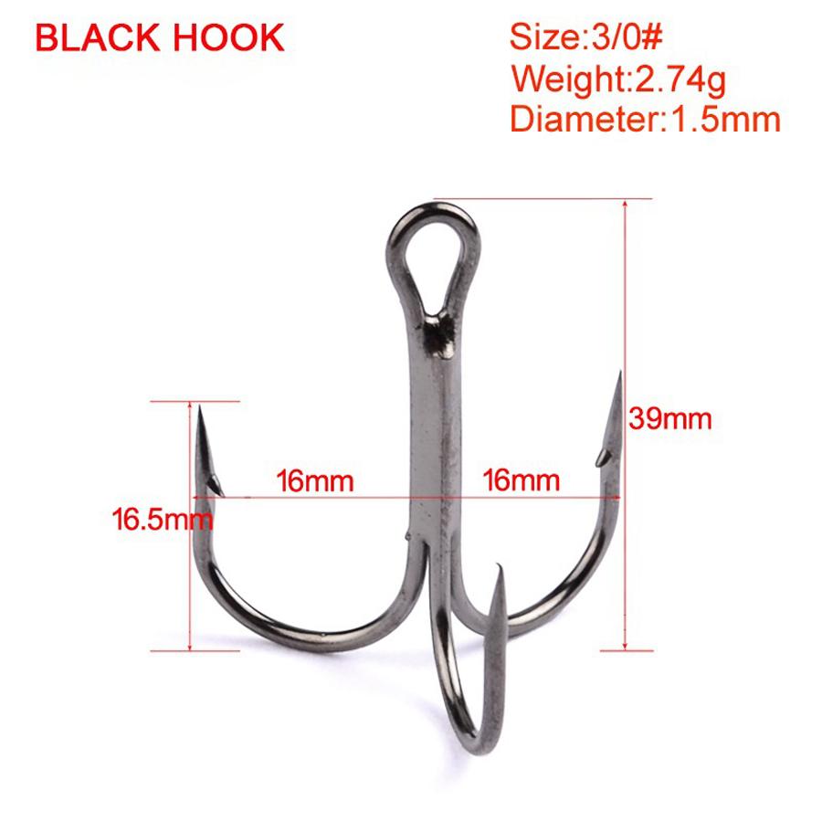 Big Size Nickle Fishing Hooks 10pc/Lot 1/0# 2/0# 3/0# High Carbon Steel Treble Hooks Fishing Tackle Black Fish High Strength Hook Bass