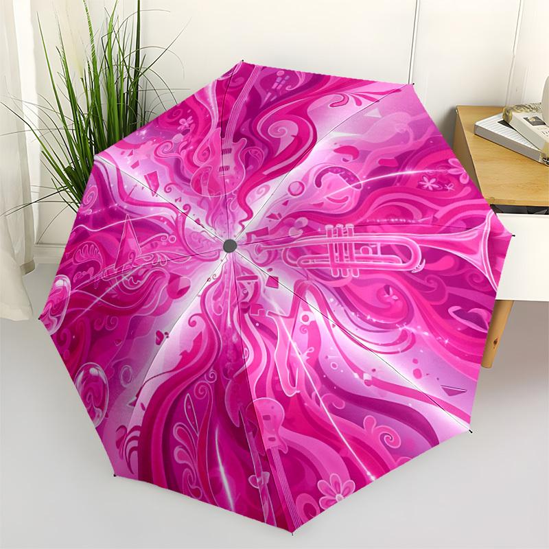 

1pc Pink Music Instruments Automatic Folding Umbrella, 8-Rib Iron Frame, Casual Outdoor Accessory for Birthday Festival Gifts yy251128197