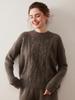 Women's Three-Ply Cashmere Sweater – Loose, Soft, Fluffy, Round Neck Pullover, Versatile Cable Knit for Autumn/Winter.