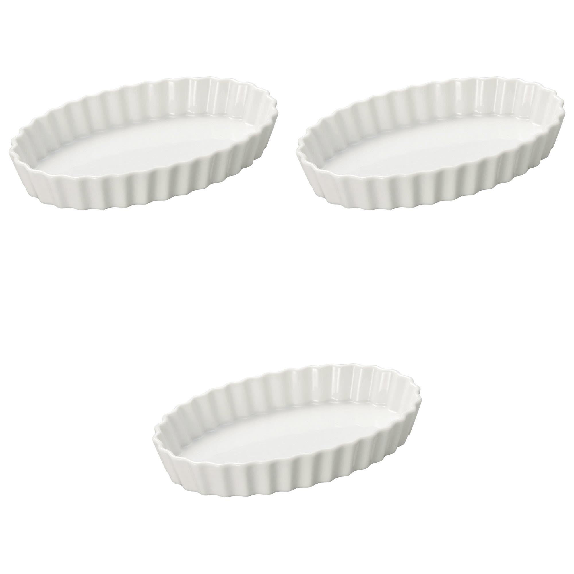 

Set of 3 White Oval Pie Plates x x Pie Setomonohonpo 10-inch [26 16.5 3.2 cm] Plates, Ceramic, белый