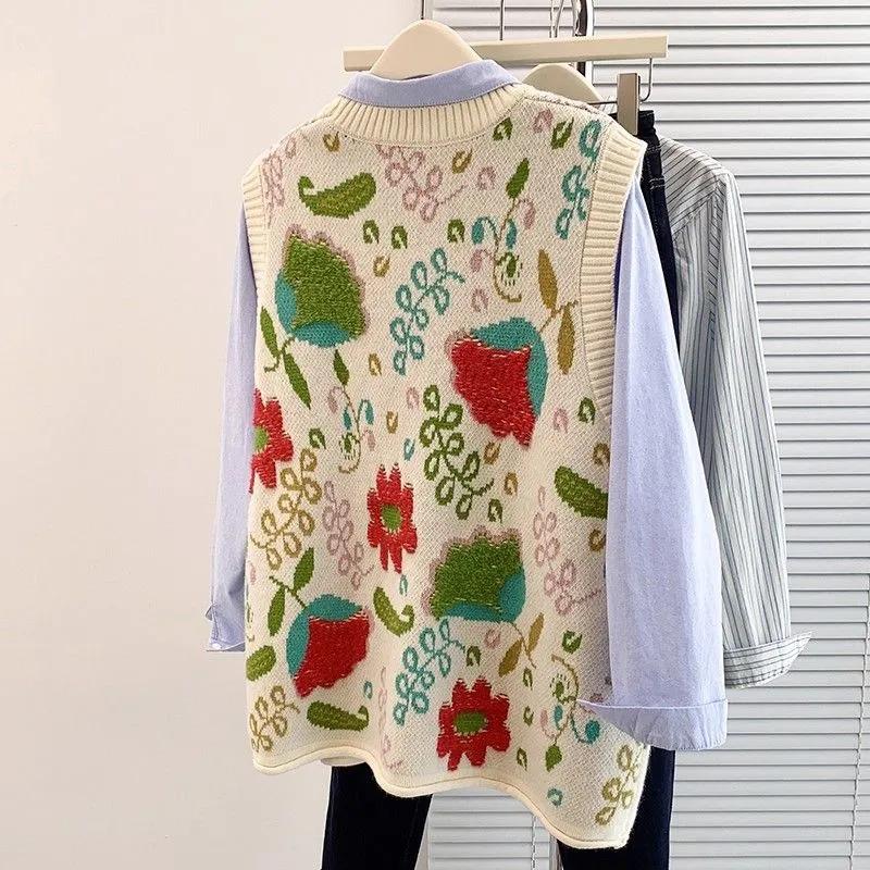 Vest for Women Oversize Pullover Crew Neck Loose Casual Sleeveless Sweater Tops Vest