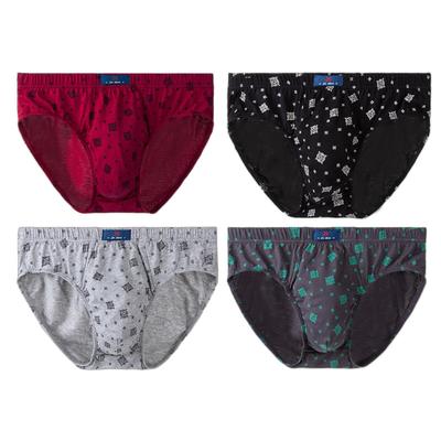4PCS Men's Cotton Underwear Mid-Waist Breathable Briefs Man Panties Comfortable Underpants L XL XXL 3XL 4XL