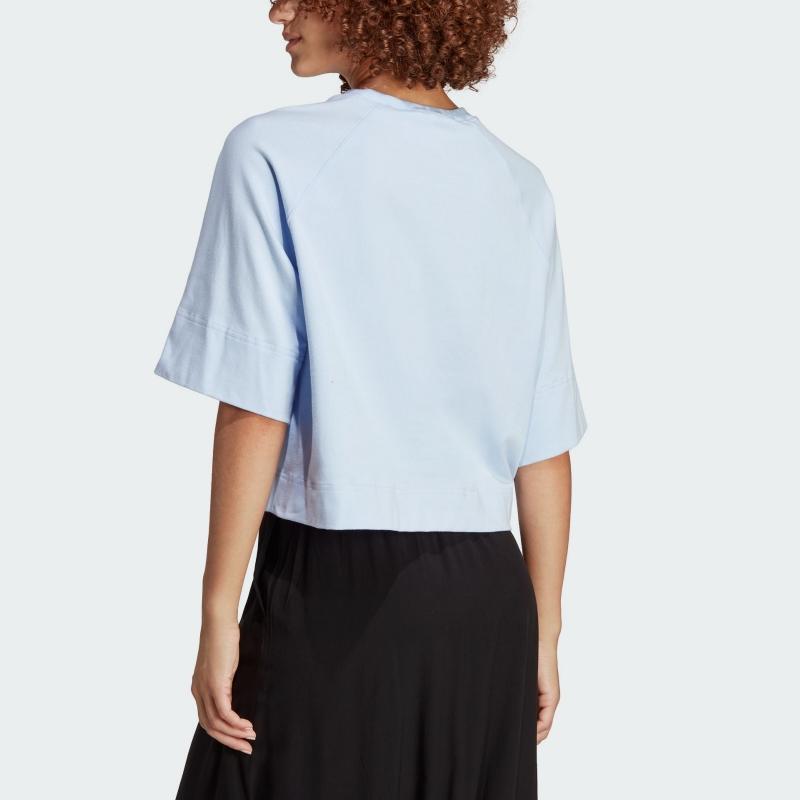 Adidas Solid Color Sports Short Sleeve T-Shirt Women Tops Light-Pink Blue IC5251