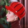 Women Winter Hat Thick Warm Knitted Hat Soft Velvet Slouchy Cap with Visor Brim for Middle-Aged And Elderly Ladies