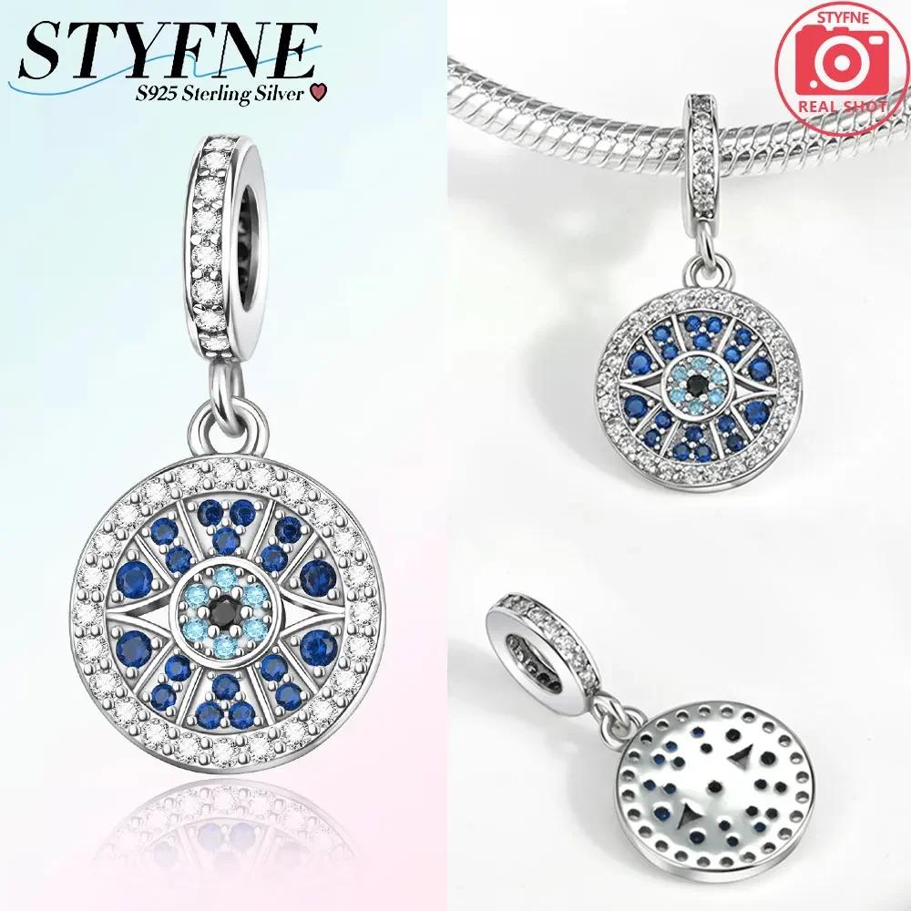 Girl Original Metal Charms Azure Zircon Circular Demon'S Eye Infinity Sun Pendant Fit Bangle Fine Gift Make your own Accessory Accessory Elegant