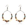 1 para muszli przesadne kolczyki w stylu retro drewniane koraliki okrągłe kolczyki Boho biżuteria