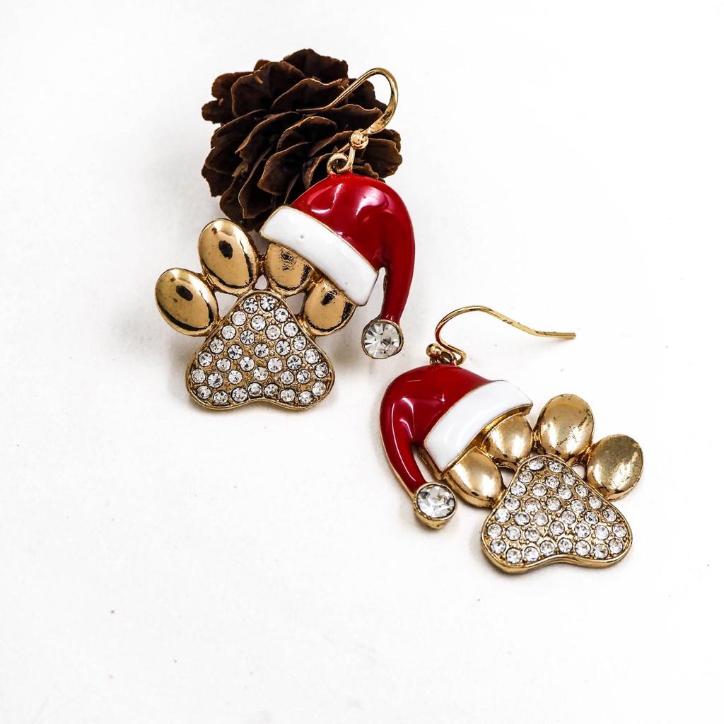 Christmas Puppy Paw Dangle Earrings - Women's New Cute Style