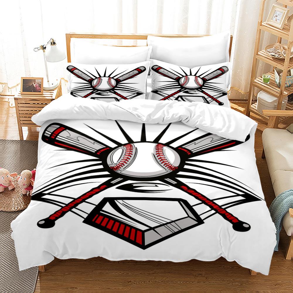 Quilt Cover Bedding Three-Piece 3D Digital Printing Campus Sports Baseball Kit