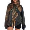 Women's Fashion Casual Long Sleeve Halloween Printed Neck Sweatshirt Top