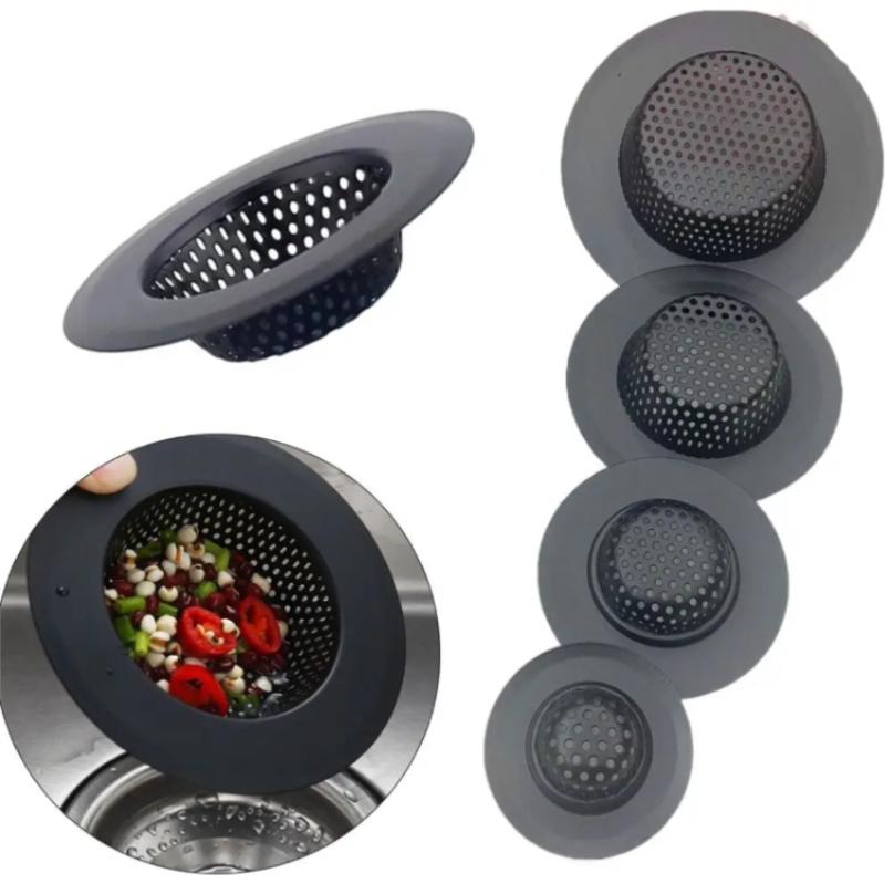 Stainless Steel Sink Strainer Black Anti Clog Mesh Trap Hair Clean Up With Handle Drain Filter Kitchen Bathroom Accessories