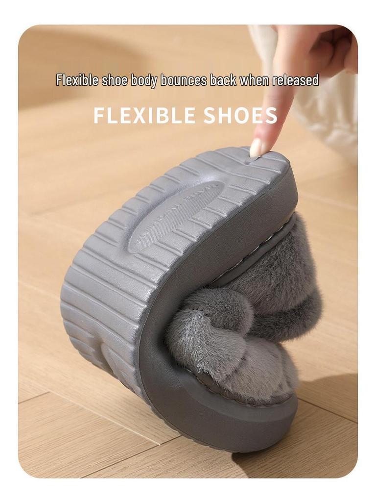 Men's XL Plush Cotton Slippers - Comfortable Winter Indoor Shoes