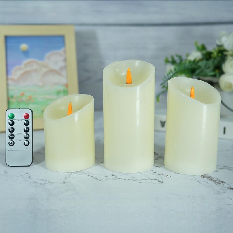 Dual Finish LED Candle Trio Mirrored Amber Glass Matte Ivory Flameless Pillars for Contrasting Light Play Paraffin LED Candle