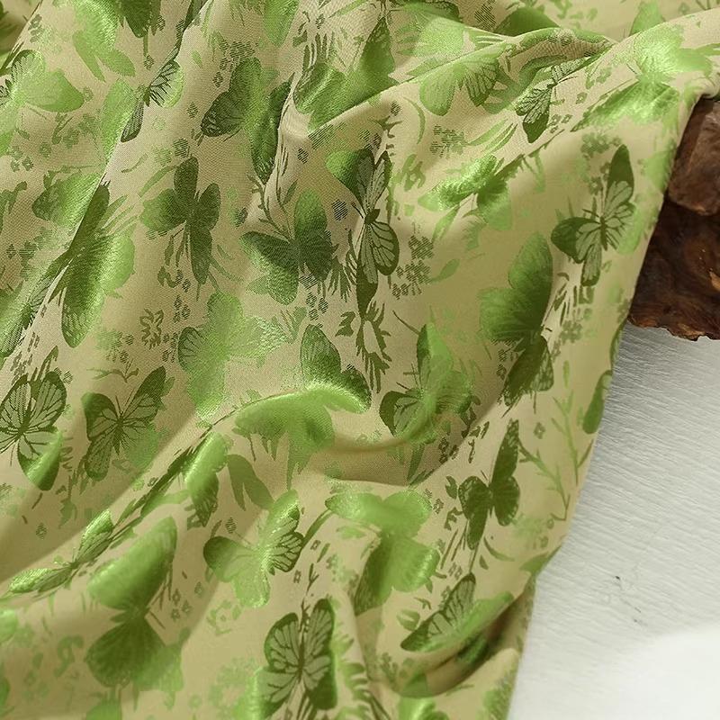 100x150cm Colorful Butterfly Jacquard Silk Satin Fabric for Sewing Ancient Costume Hanfu Tang Suit Horse Face Skirt Clothing