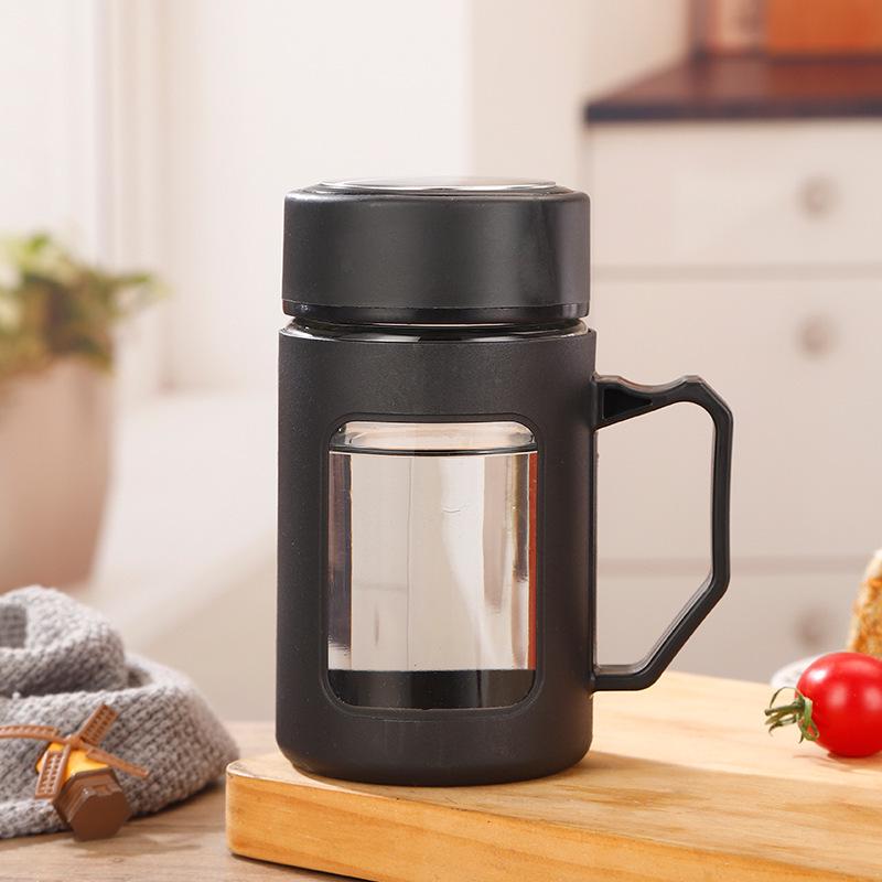 Large Capacity Insulated Glass Water Cup with Portable Tea Infuser