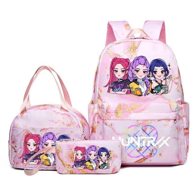 Kpop Witch Hunter Backpack Lunch Bag Pencil Case Set Student Animation Fashion School Bag Pencil Case Lunch Bag