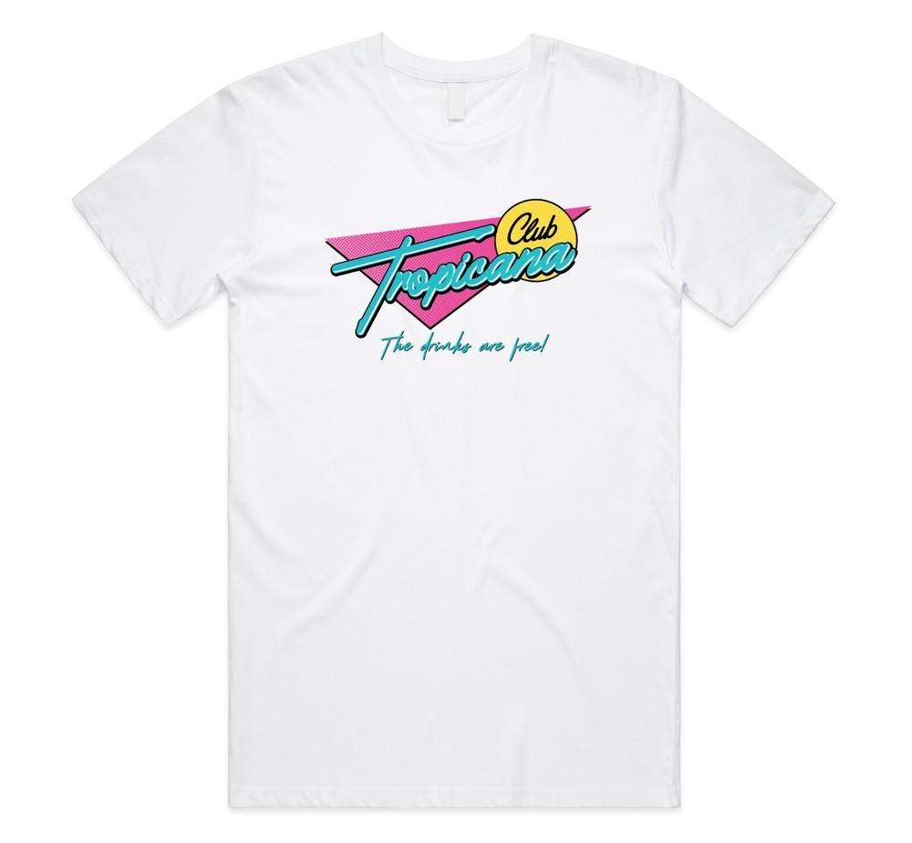 

Club Tropicana T-shirt Tee Funny 80 s Fancy Dress Party Retro Music George Neon S
