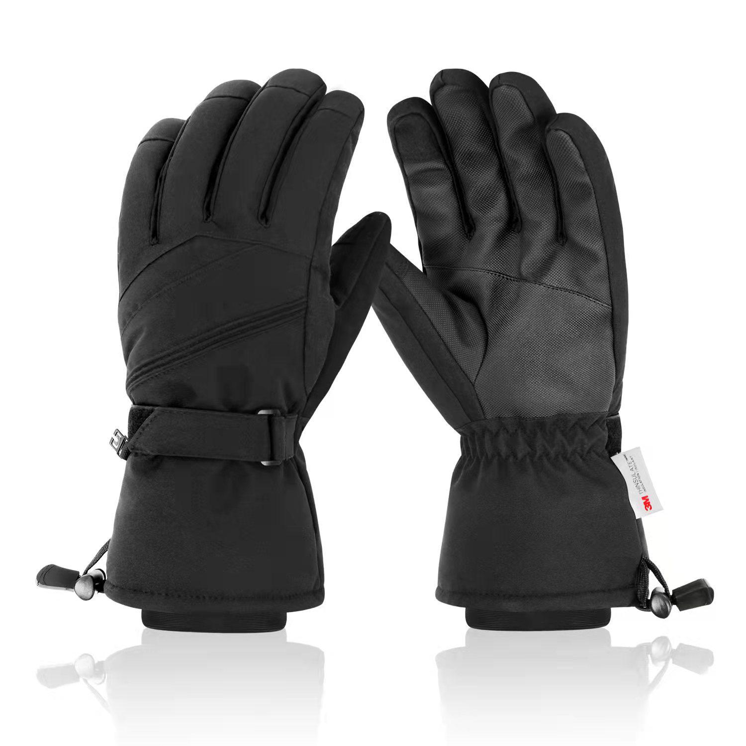 Snowly Men s Professional Touchscreen Ski Gloves - Windproof, Thickened, Warm, and Black for Cycling Extra Large