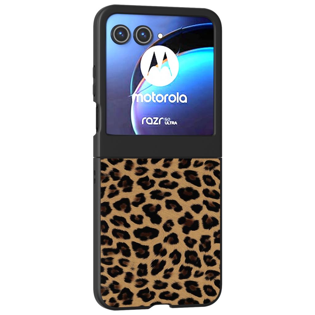For Motorola Razr 60/Razr 50 5G Case Leopard Pattern PU+PC Back Phone Cover