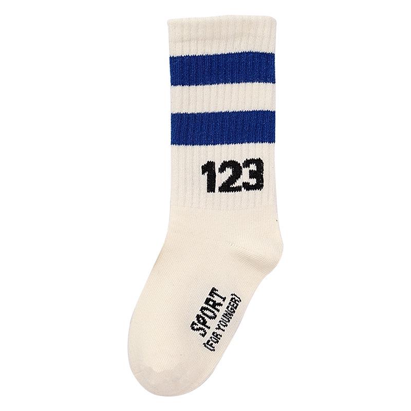 Trendy Striped Number Mid-Crew Skating Socks for Kids