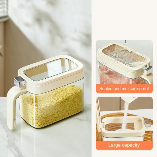 Spice Jars for Kitchen, Clear Seasoning Containers with Flip Lid And Spoon, Airtight Salt Sugar Storage Bottle, Multipurpose Condiment Organizer
