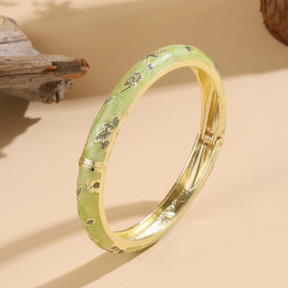 Small Flower Enamel Cloisonne Bracelet Vintage Design Ethnic Bracelet Women s Jewelry зелёный