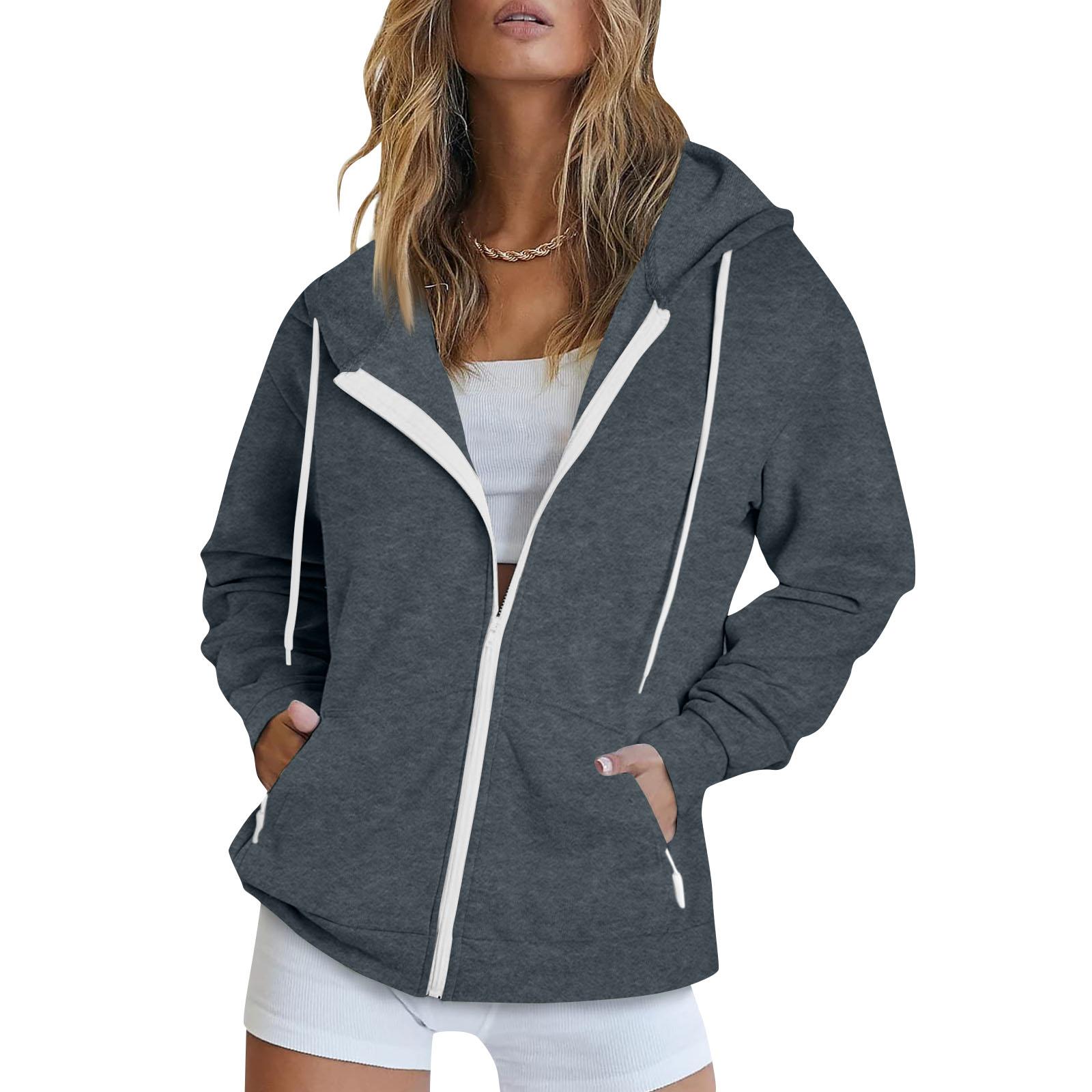Hoodie Women Oversized Sweatshirt Casual Long Sleeve Fleece Jacket Lightweight Fall Hoodies Pockets With Zip S 1490₽