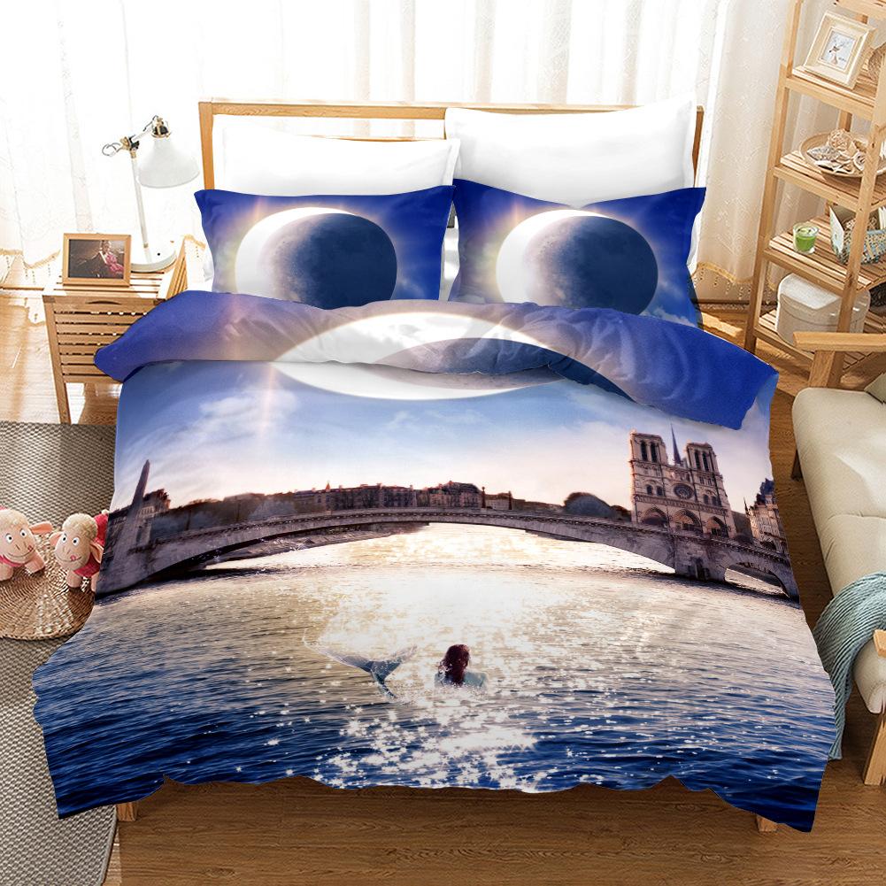 Doomsday Duvet Cover Statue of Liberty Eiffel Tower Bedding Set Polyester World Disaster Theme Comforter Cover for Boy Teen King