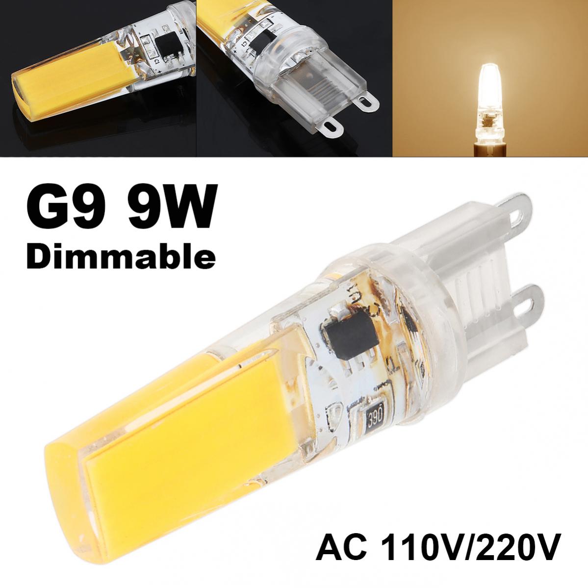 

G9 Светодиодная лампа 9W Затемняемая лампа COB 110V / 220V Люстра Прожектор Свечи Огни замены Галогенный свет